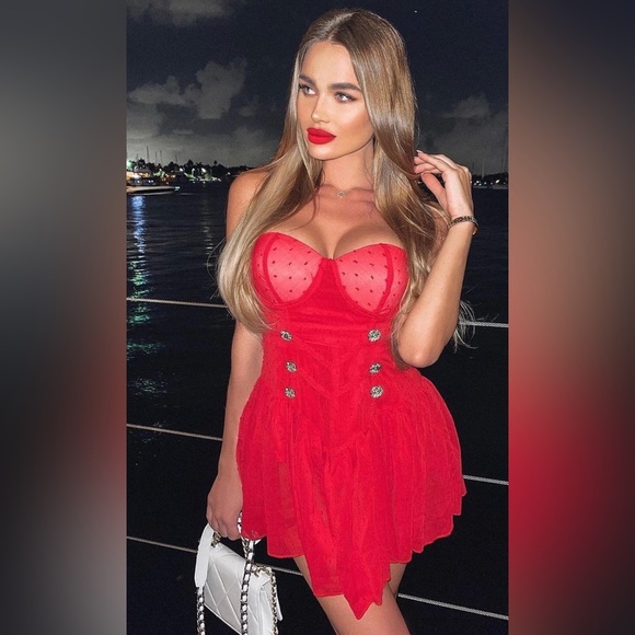 Chic Red Mini Dress - Picture 3 of 6